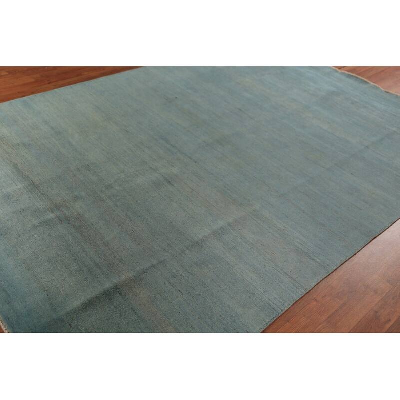 Aqua Blue Modern Gabbeh Oriental Area Rug Handmade Wool Carpet - 6'7" x 9'6"