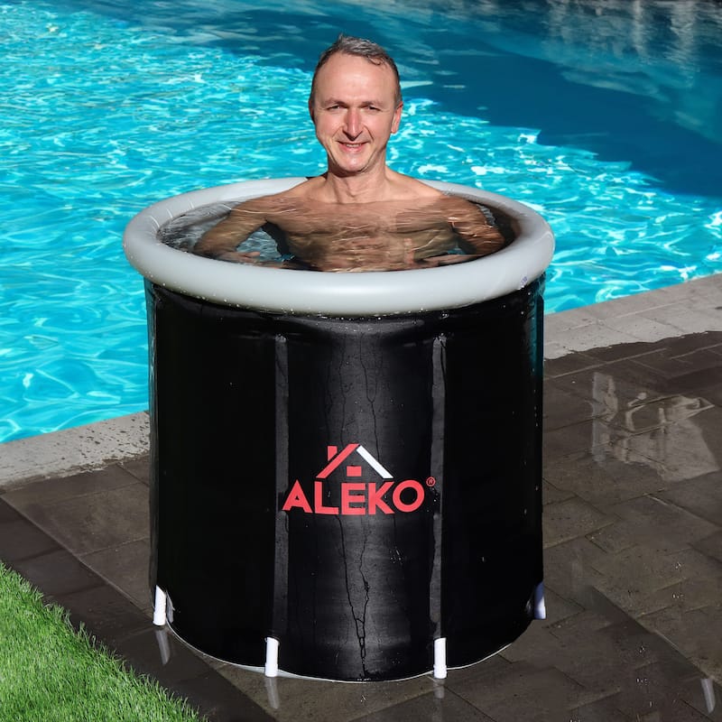 ALEKO Inflatable Cold Ice Plunge Portable Bath 31.5" x 31.5" Tub with Cover