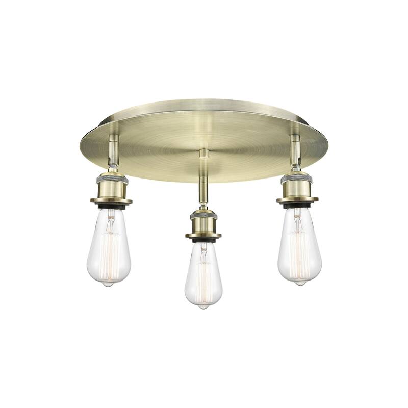 Innovations Lighting Ballston - 3 Light 12" Flush Mount - Antique Brass
