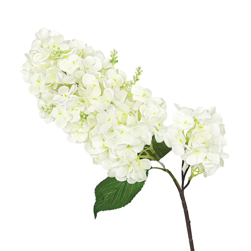 Set of 2 Deluxe Cream White Artificial Cone Hydrangea Flower Stem Spray 34in - 35" L x 5" W x 5" DP
