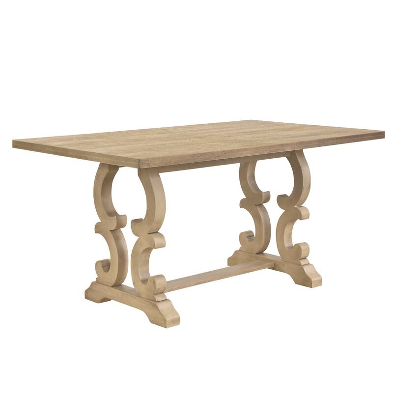 Rectangular Trestle Table and 4 Upholstered Chairs & Bench