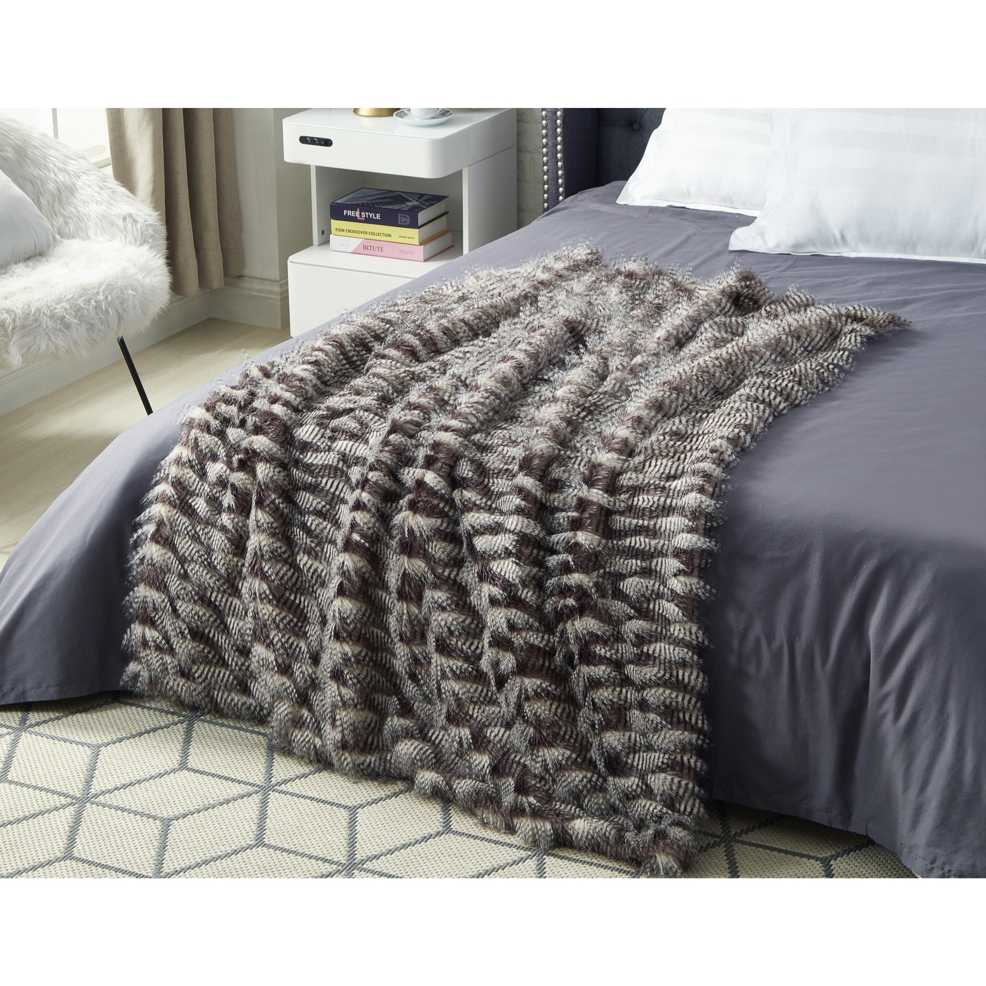 Dark grey store bed throw