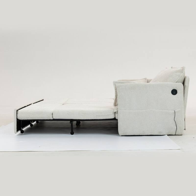 73.6" Corduroy Convertible 3-in-1 Sofa Bed with Charging Ports