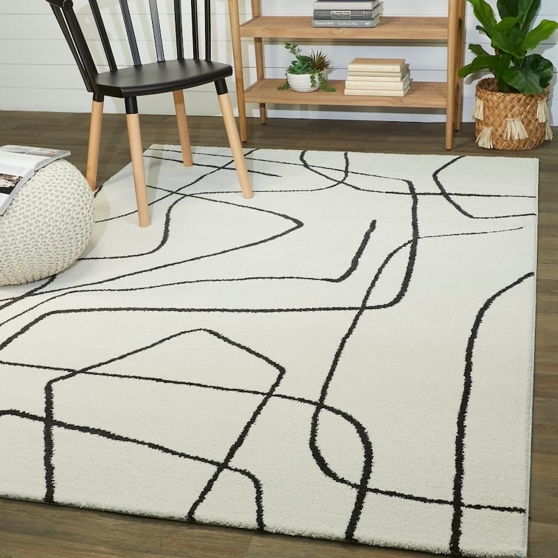 Descartes Abstract Modern Area Rug - 6'7" Square - Mustard