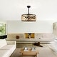 preview thumbnail 3 of 15, Annas 25 Inch Matte Black and Gold cage Finish Ceiling Lighted Fandelire with Remote