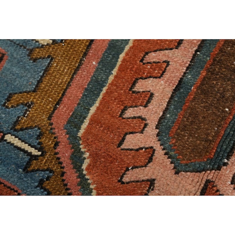 Hand Knotted Oriental 100% Wool Carpet Traditional Medallion Oranges & Rust Heriz (serapi) Area Rug - 13' 8'' X 10' 0''