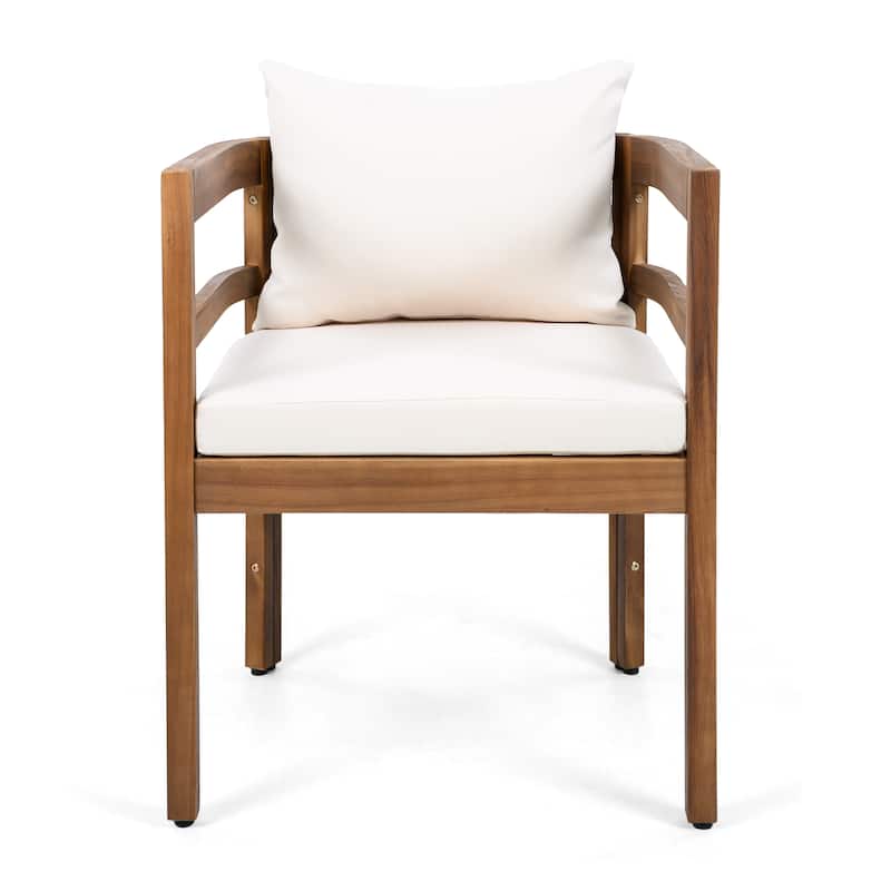 Christopher Knight Home - Raventon Outdoor Acacia Wood Extendable 7-Piece Patio Dining Set with Cushioned Chairs