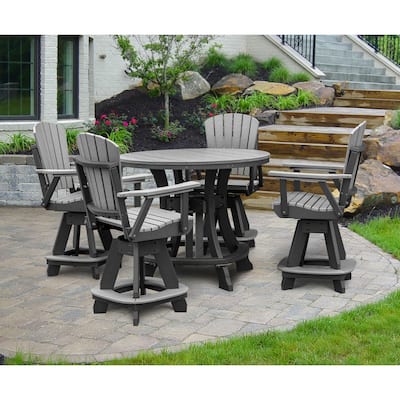 OS Home and Office Five Piece Round Counter Height Dining Set in Light Gray on a Black Base