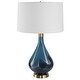 preview thumbnail 5 of 4, Glass Vase Style Table Lamp with Tapered Shade - 27.75" - Blue