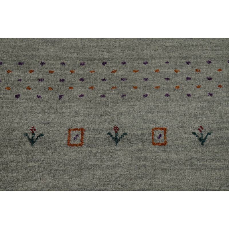 Hand Knotted Oriental 100% Wool Carpet Tribal Animal Pictorial Greys & Charcoal Gabbeh Area Rug - 9' 11'' X 8' 2''