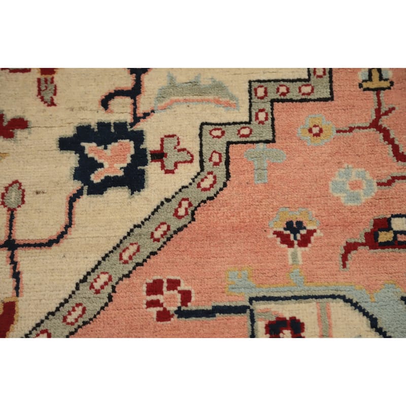 Hand Knotted Oriental 100% Wool Carpet Traditional Medallion Beige & Ivories Heriz (serapi) Area Rug - 10' 1'' X 8' 2''