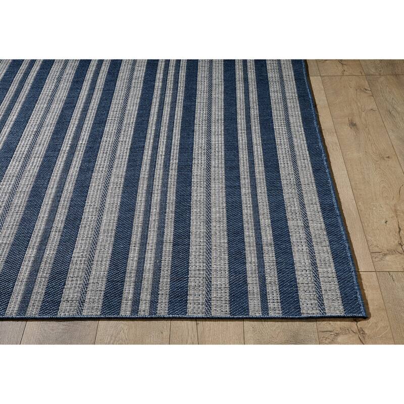 Domani Speak Transitional Stripe Indoor / Outdoor Area Rug