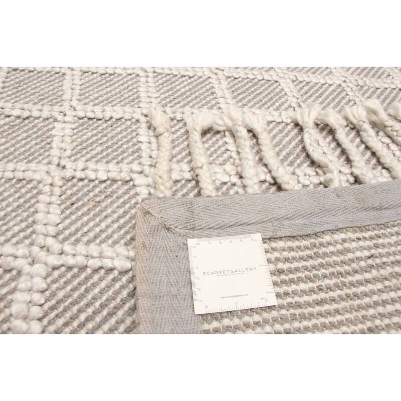 ECARPETGALLERY Braid weave Sienna Grey Wool Rug - 5'2 x 7'8
