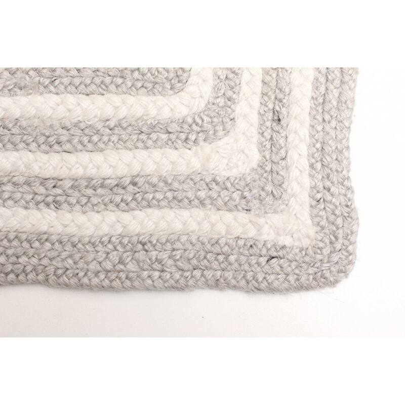 ECARPETGALLERY Braid weave Sienna Light Grey Wool Rug - 3'2 x 5'0