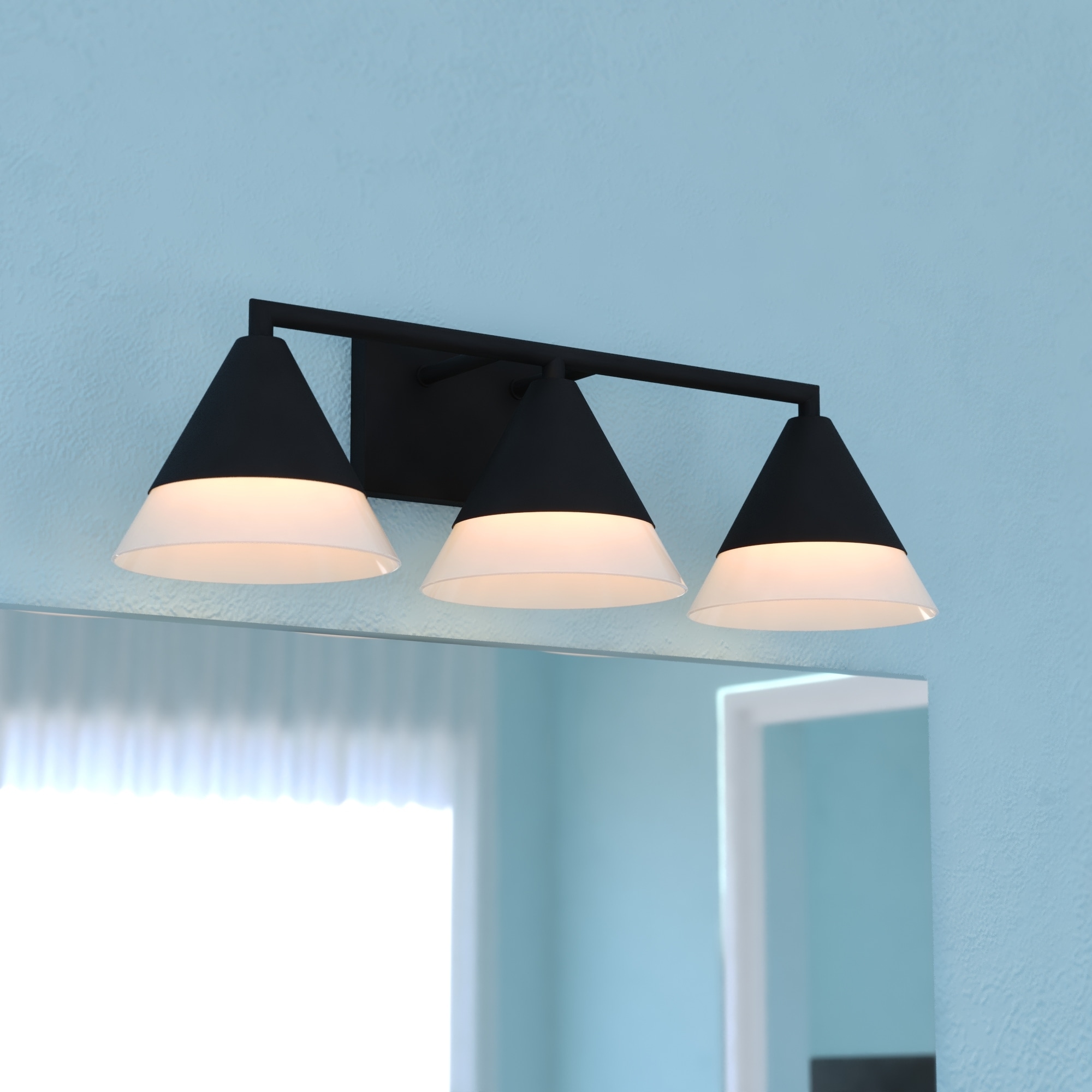 VAXCEL Winthrop 3-Light 25.25 in. Modern Bathroom Vanity Lighting Fixture, Glass Shade, Dimmable, LED Compatible, Wall Mount
