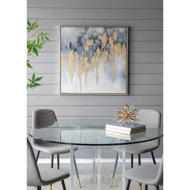 Modern Oil Painting Square Framed Wall Art - Multicolor