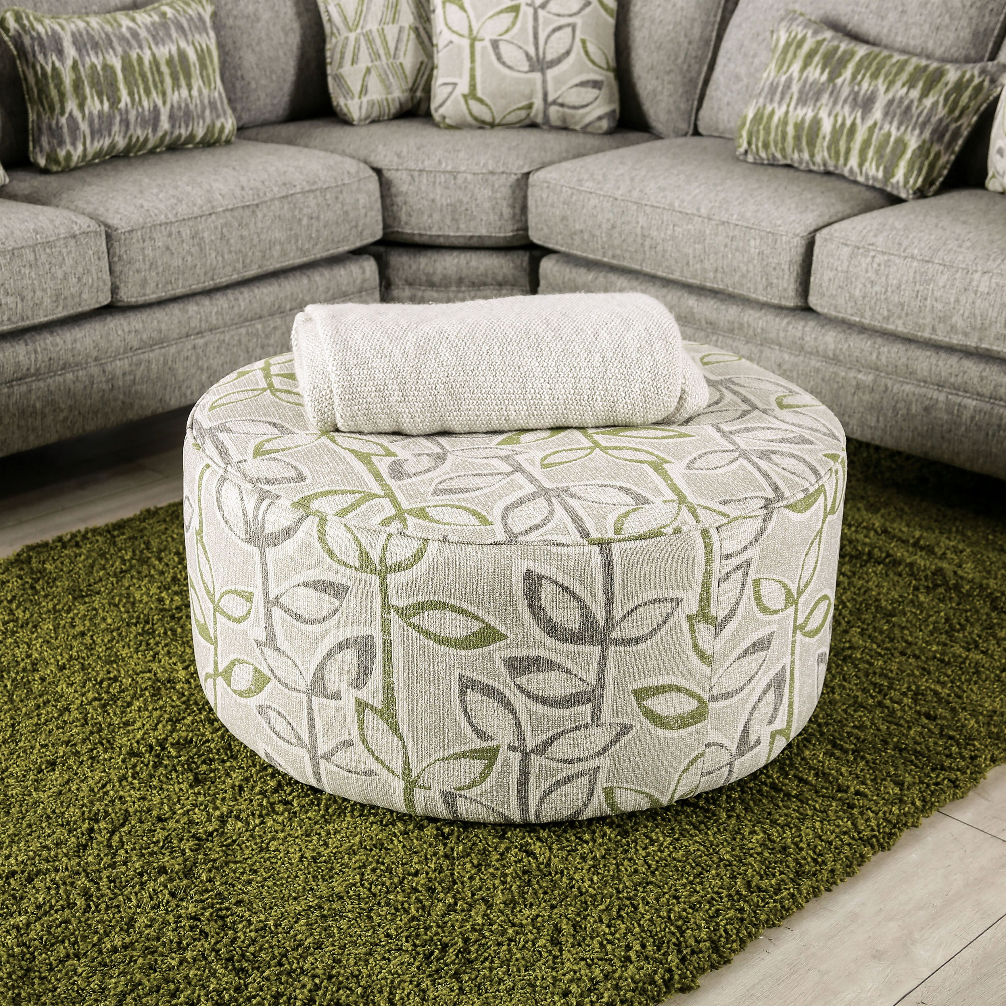 Green store cocktail ottoman