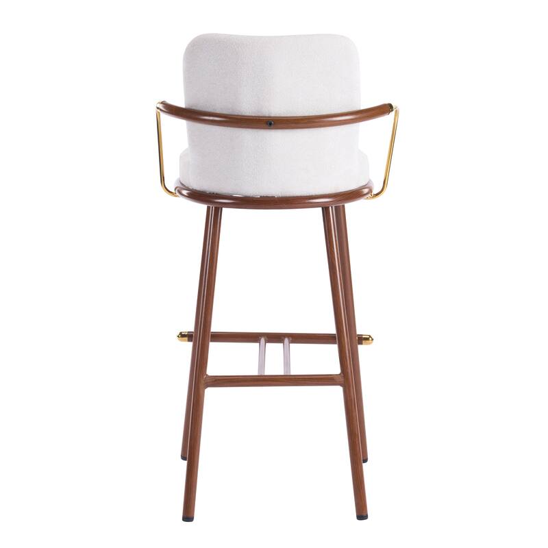Christopher Knight Home - Chaya Modern Upholstered Bar Stools with Metal Frame and Walnut Finish, Set of 2