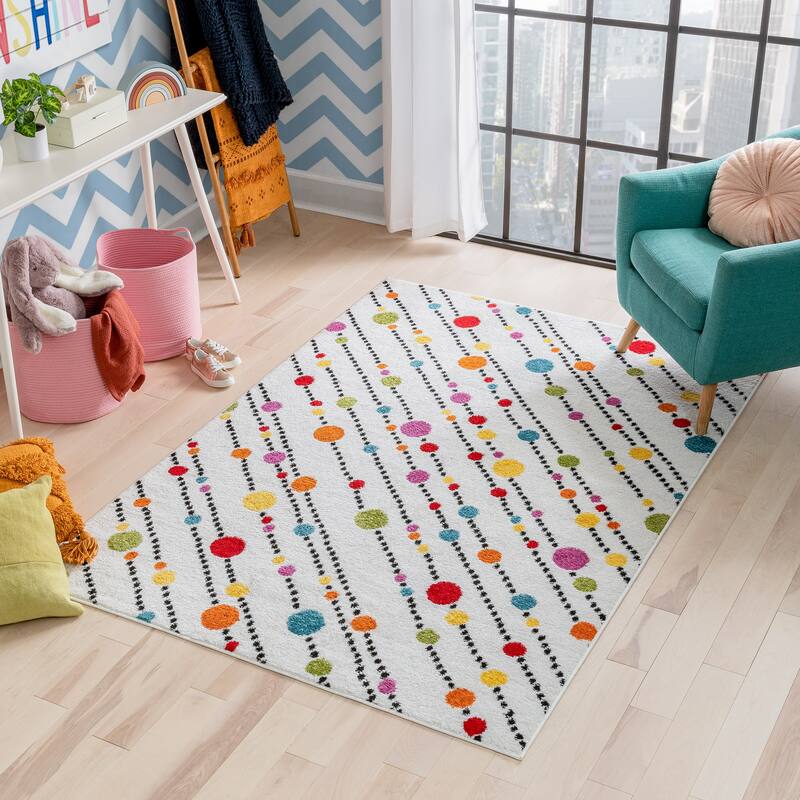 Well Woven Starbright Dandy Dots and Stripes Kids Area Rug