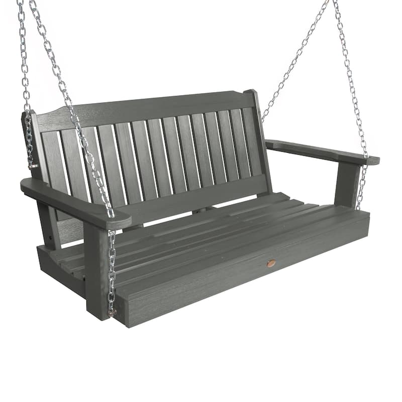 Highwood Lehigh 4-Foot Eco-friendly Synthetic Wood Porch Swing - Coastal Teak