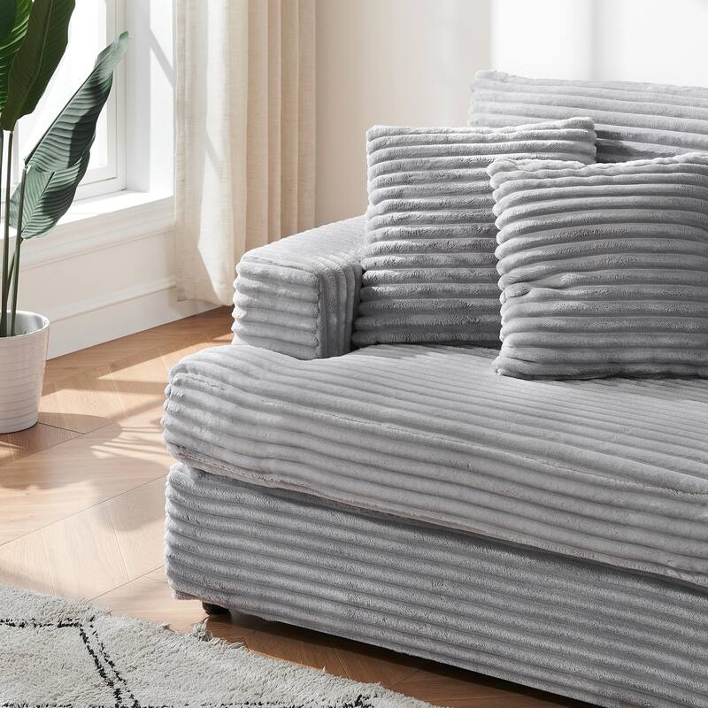 80" luxury corduroy three-seater sofa with 4 cushions