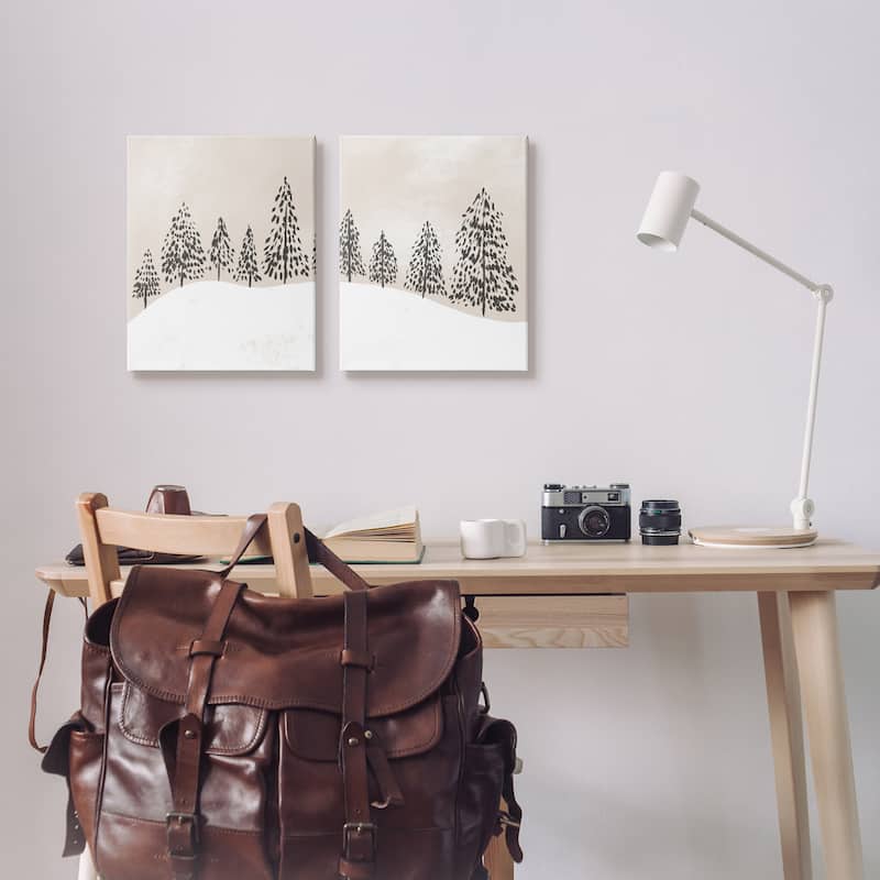 Stupell Winter Trees Abstract Snowy Landscape Beige White 2pc Multi Piece Canvas Wall Art Set