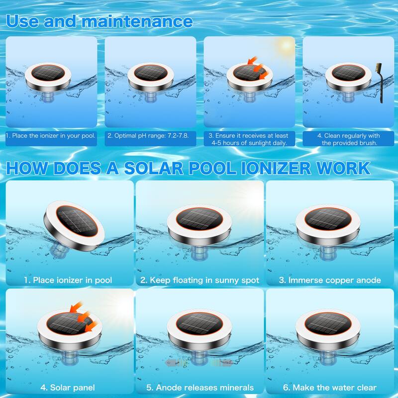 Solar Pool Ionizer Floating Pool Cleaner