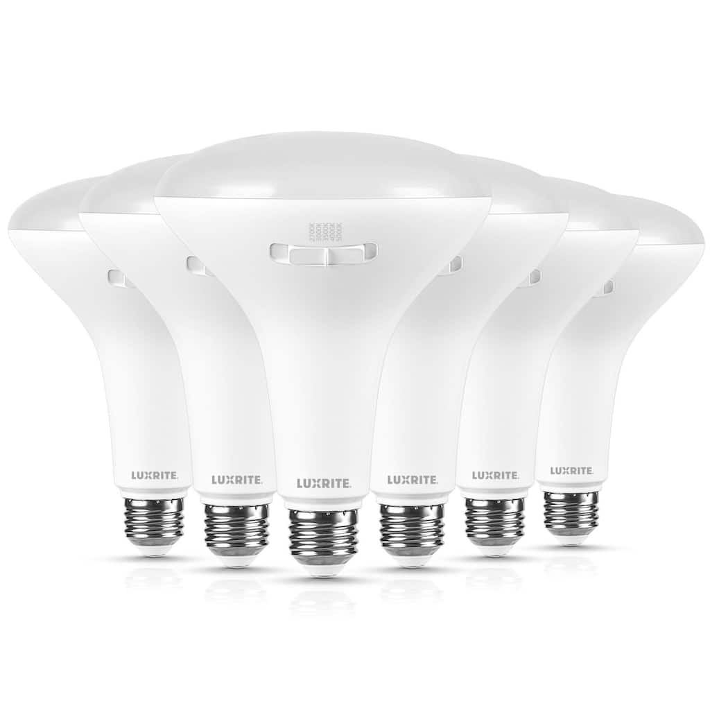 Luxrite BR40 LED Light Bulb 12W=90W 5CCT Dimmable 1080LM LED Flood Light Bulb E26 Base 6-Pack