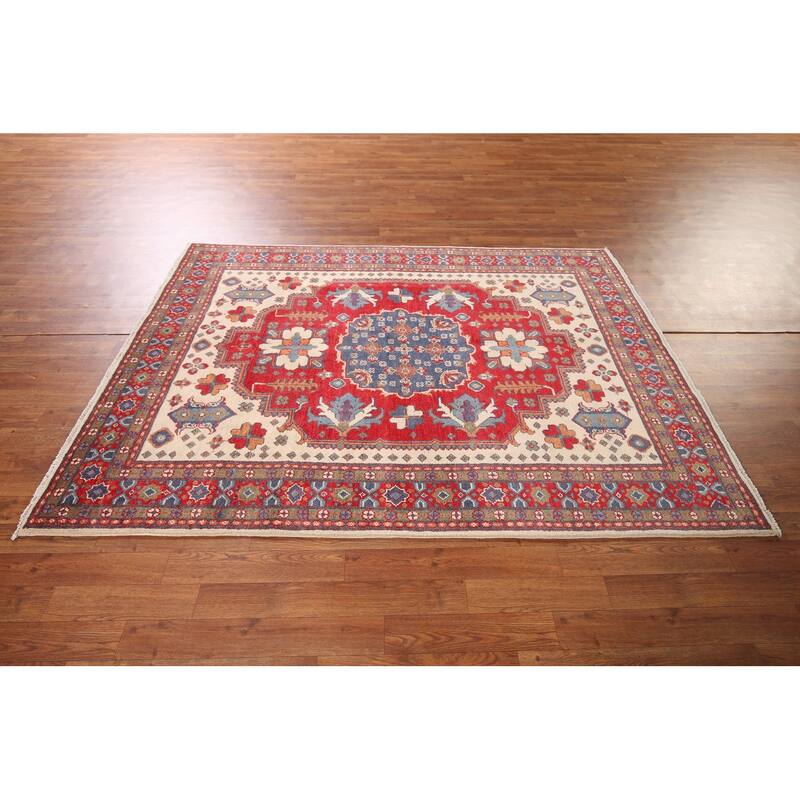 Kazak Oriental Area Rug Hand-Knotted Traditional Wool Carpet - 4'11" x 6'8"