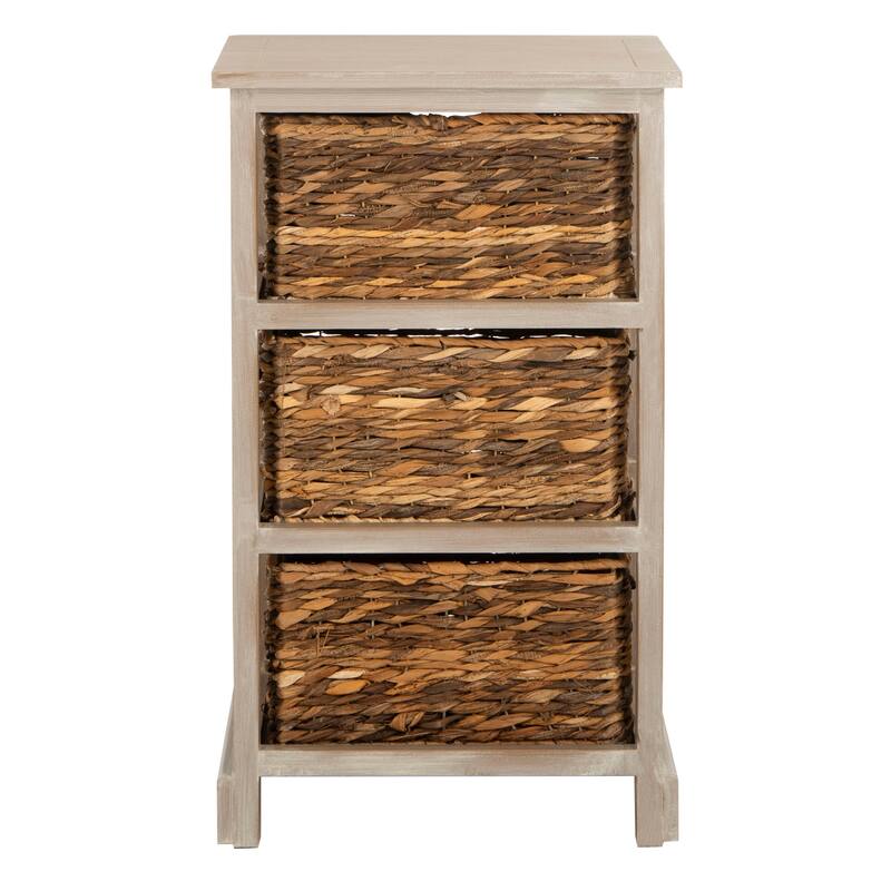 SAFAVIEH Evaline Distressed Black 3 Wicker Basket Storage Unit - 17.3" x 13.4" x 29.5" - 17Wx13Dx30H