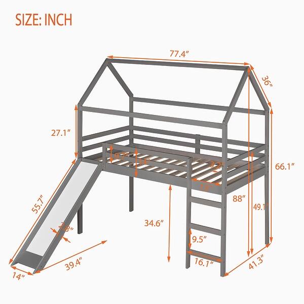 Twin Loft House Bed with Slide and Ladder - Bed Bath & Beyond - 37594639