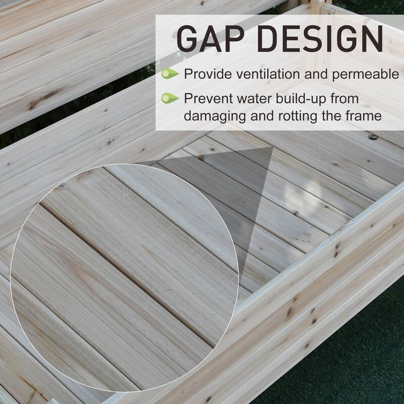 Outsunny 2-Level Raised Garden Bed Large Outdoor Planter Box with Drainage Holes, Thick Legs