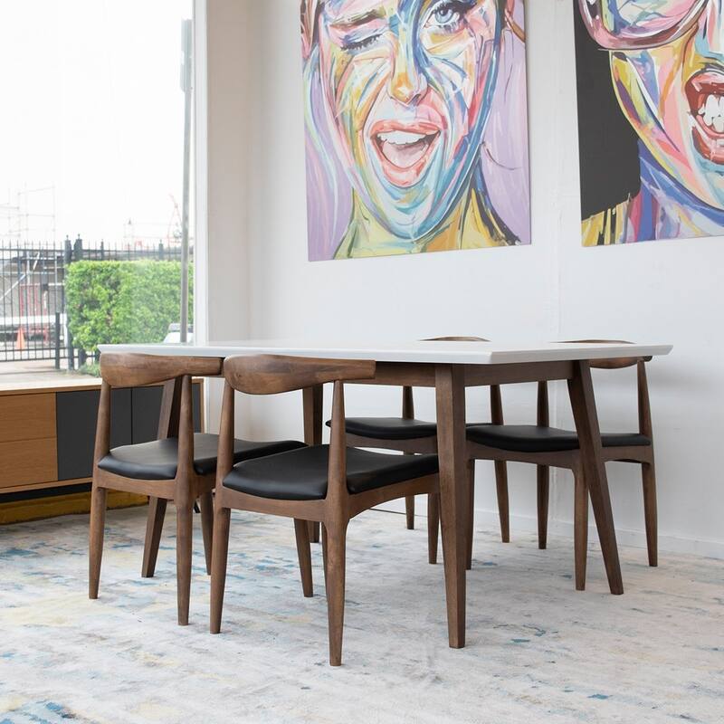 BritTania 5-Piece Mid-Century Modern Dining Set with 4 Solid Wood Dining Chairs in Black