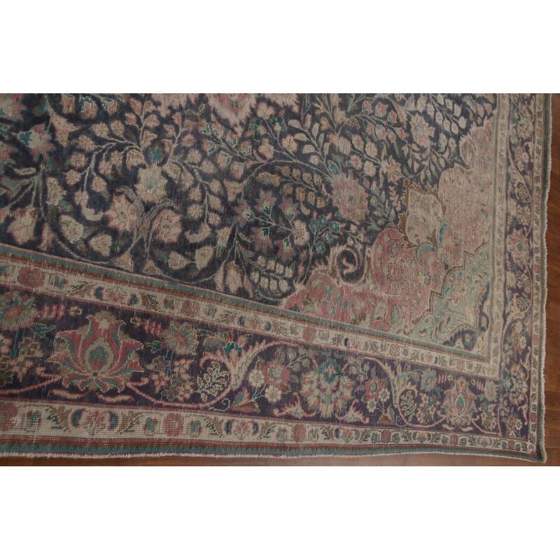 Distressed Tabriz Persian Antique Area Rug Handmade Wool Carpet - 9'9" x 12'8"