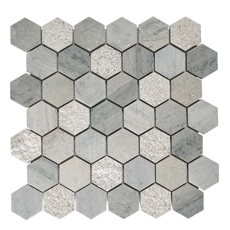 Marinewood Marble 2" x 2" Honeycomb Mosaic Tile - 5 sheets (5.00 sf) - Grey