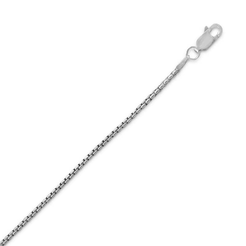 Curata 925 Sterling Silver Oxidized 1.6mm Round Box Chain Necklace
