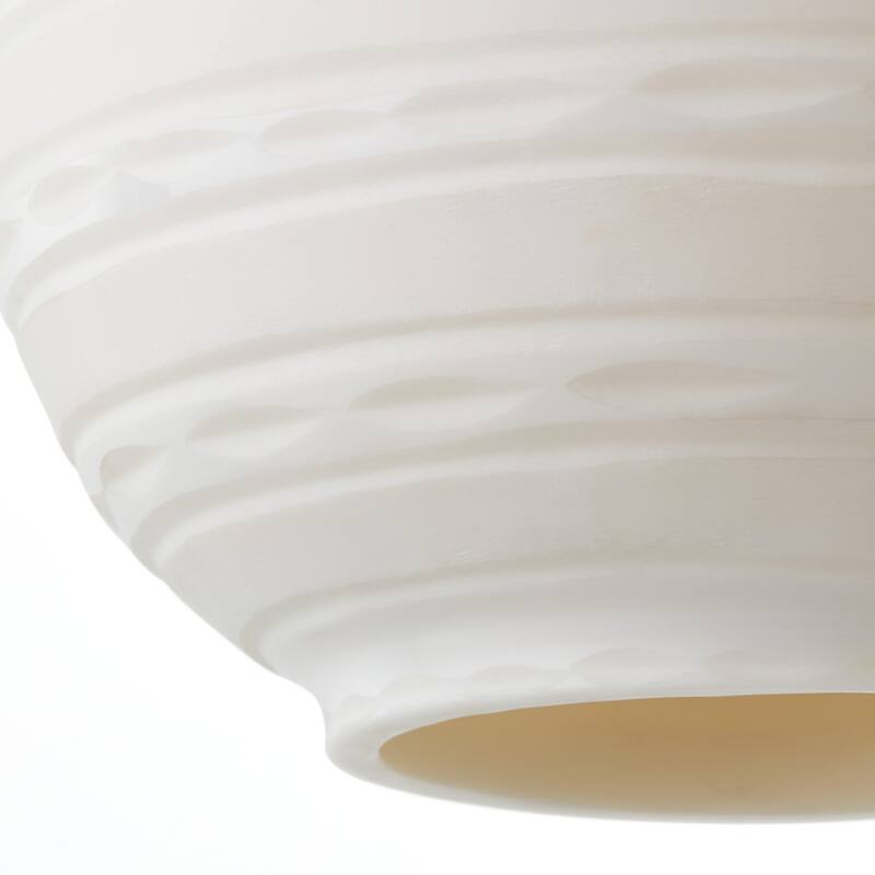 Hayley River of Goods Black Metal and White Blown Glass 9.5-Inch Pendant Light with Adjustable Hanging Cord - 9.5" x 9.5" x 64"