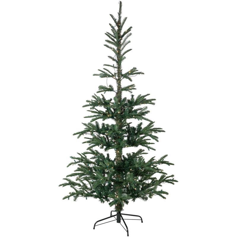 6.5' Nordmann Fir Artificial Christmas Tree, Warm Clear LED Lights - 6.5 Foot
