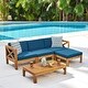 preview thumbnail 12 of 25, 2-Piece Acacia Wood Outdoor Sectional Sofa Set with Water-Resistant Cushions, Ottoman, and Coffee Table - Patio Furniture set