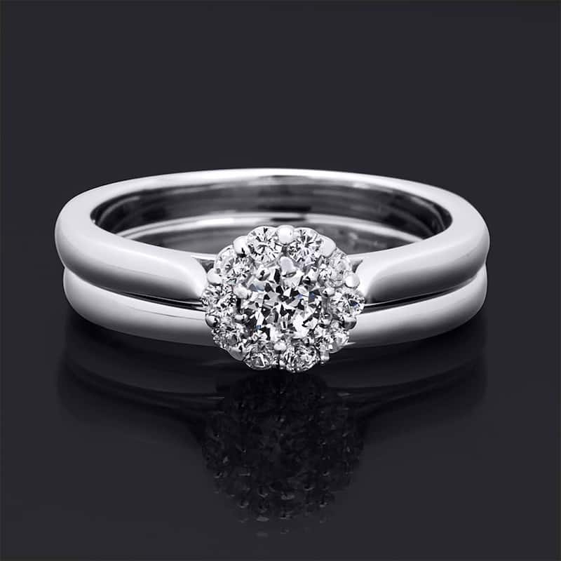 Womens Delicate 0.50 CT Wedding Band Bridal Ring Set Sterling Silver