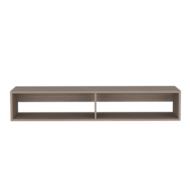 Wall-Mounted 59" Floating TV Stand, Cable Management, 2 Media Compartments, Modern Floating Shelf for Living Room