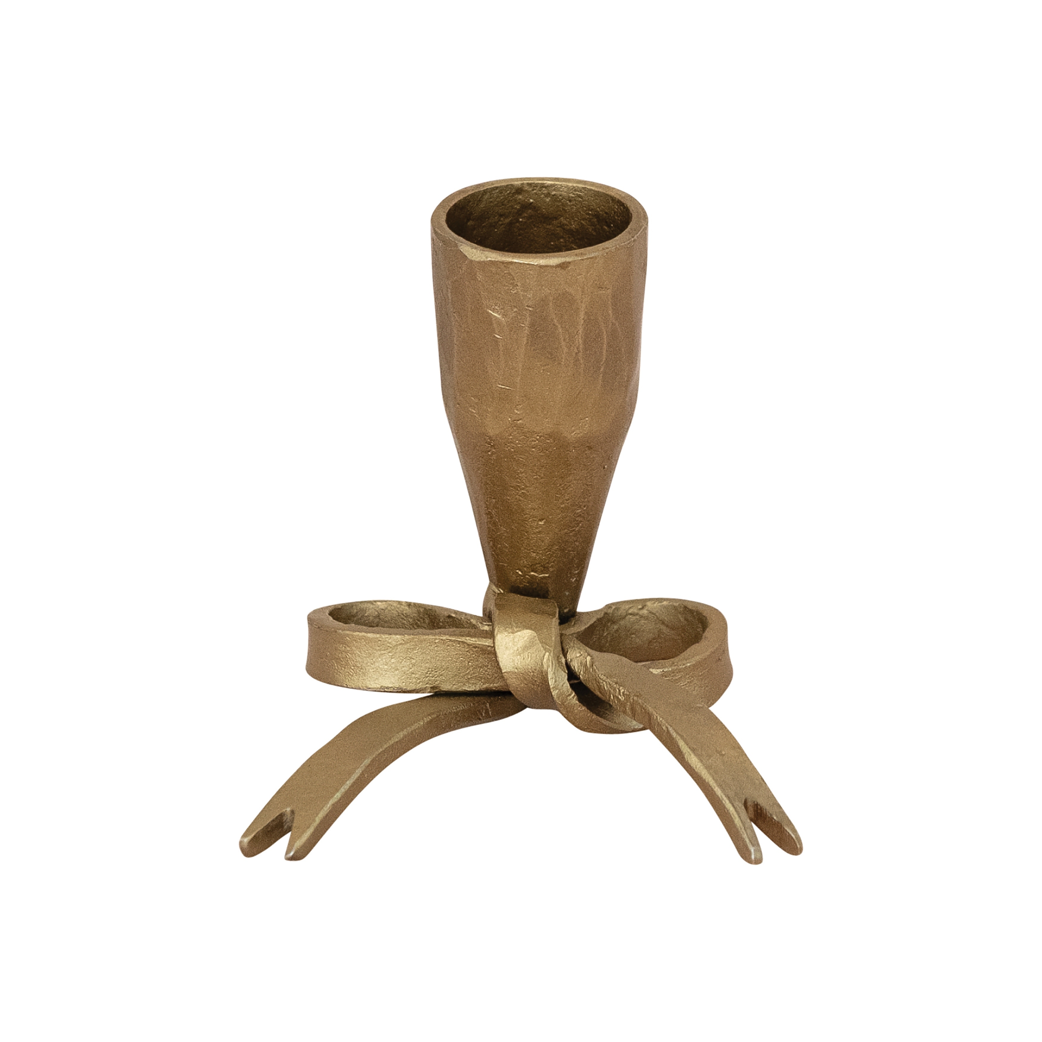 Hand-Forged Metal Bow Shaped Taper Holder - 3.0"L x 3.0"W x 2.5"H