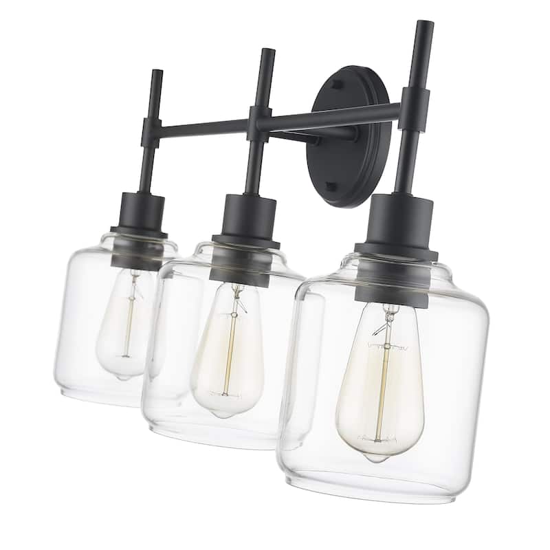 Millennium Lighting Asheville Bathroom Vanity Fixture in Matte Black with Clear Glass Shades