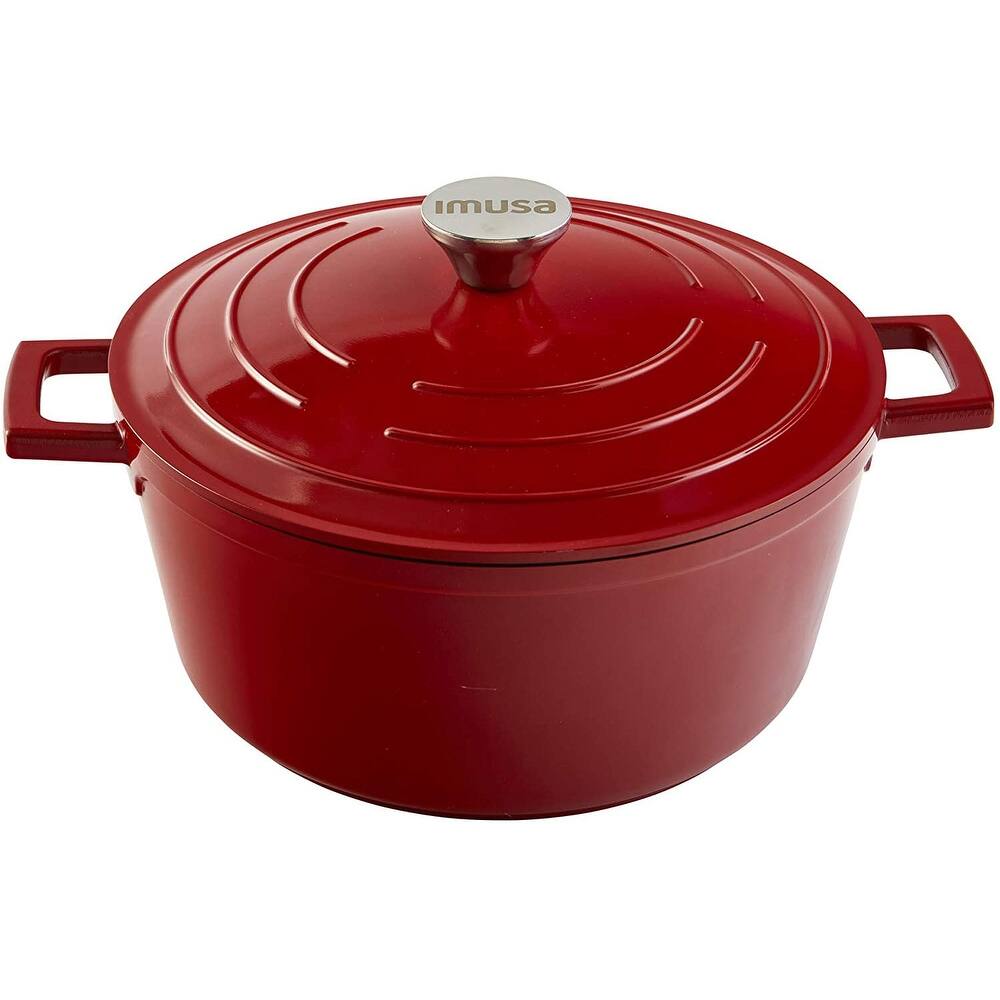 IMUSA IMU-26007 5-Qt. Cast Aluminum Covered Dutch Oven, Red - 5 Qt
