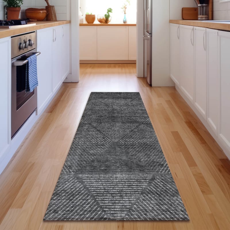 Premium Washable Super Soft Mid Century Modern Mayfield Rug - Charcoal - 2' 3" x 7' 6" - Runner