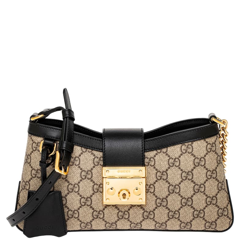 Gucci Small Padlock Shoulder Bag - Beige and Ebony
