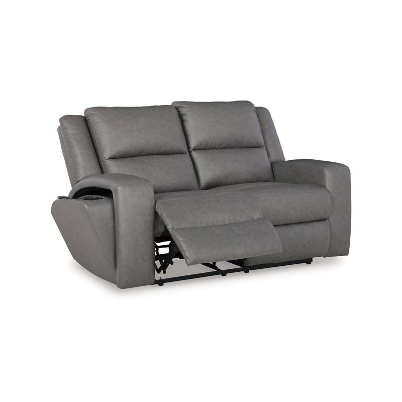 Vance Manual Reclining Loveseat, Gray Faux Leather, Cushions, 63 Inch