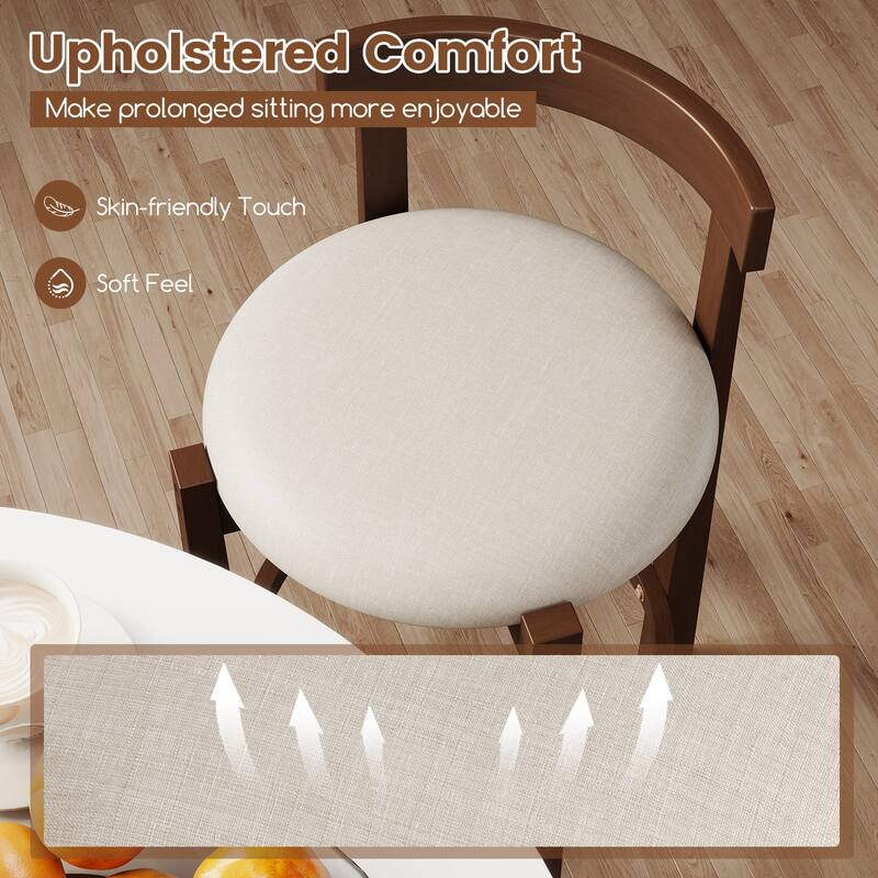 Gymax 24'' Counter Height Bar Stools Set of 2 w/Backrests & Footrests