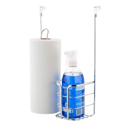 Kitchen Details 2-on-1 Over the Cabinet Cleaning Organizer in Chrome - 10.43" x 4.65" x 14.37"