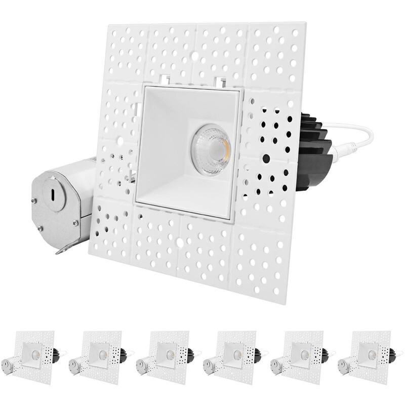 Luxrite 2 Inch Square Trimless LED Recessed Light, 5CCT 2700K-5000K, Interlocking, 1000LM, 6-Pack - Color Selectable 2700K/3000K/3500K/4000K/5000K